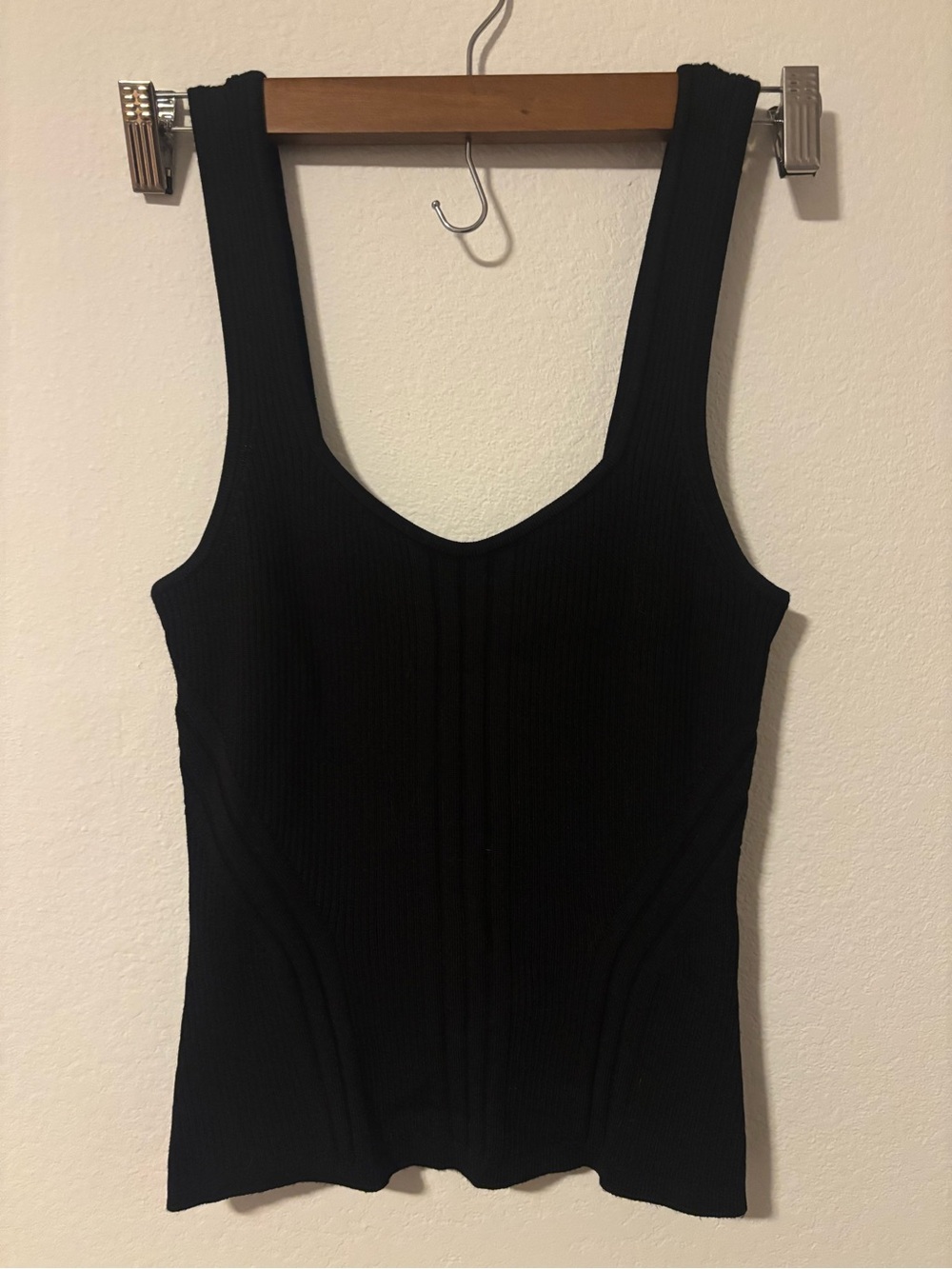 White House Black Market Black Ribbed Scoop Neck Tank